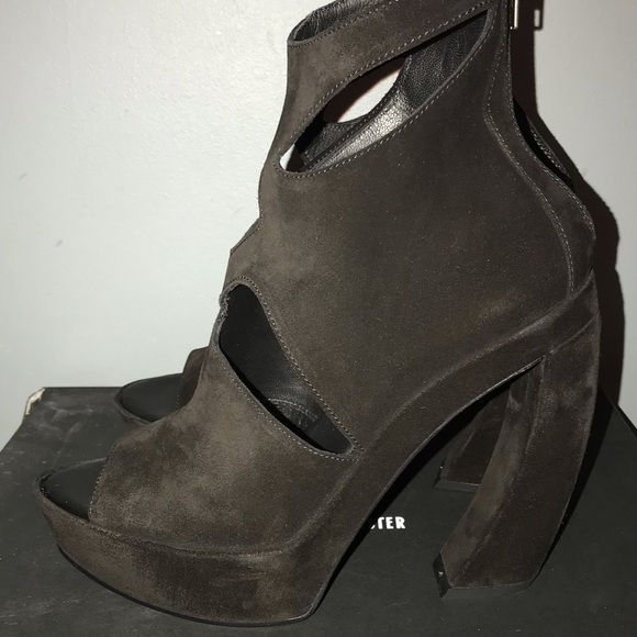 Ann Demeulemeester platform heels suede size 9 eu39 black New - Picture 5 of 8